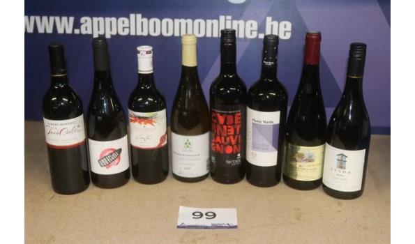 8 flessen diverse rode wijn
